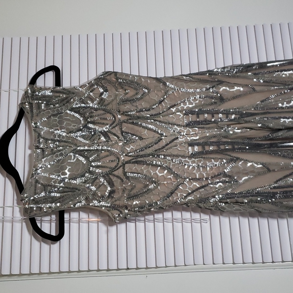 Calvin Klein Silver Sequin Nude Dress – Size 2 - Picture 11 of 11